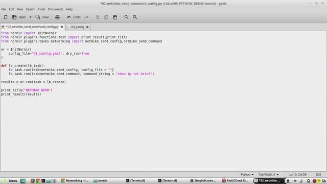 Nornir Python Example Cisco device: Send configuration from text file смотреть онлайн