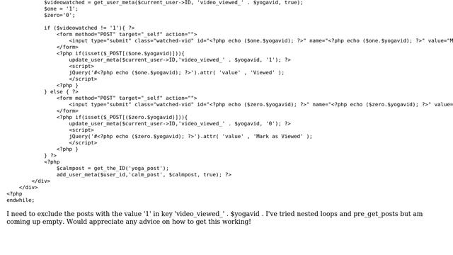 Wordpress: Exclude Posts Using Meta Query and User Meta смотреть онлайн