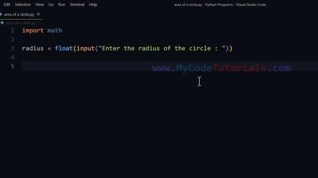 Python Program to Find Area of a Circle using Radius user input смотреть онлайн