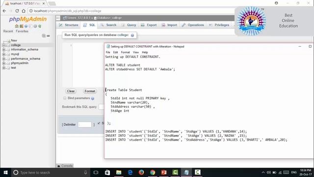 46 Adding Default Constraint In MySQL After Creating Tables смотреть онлайн