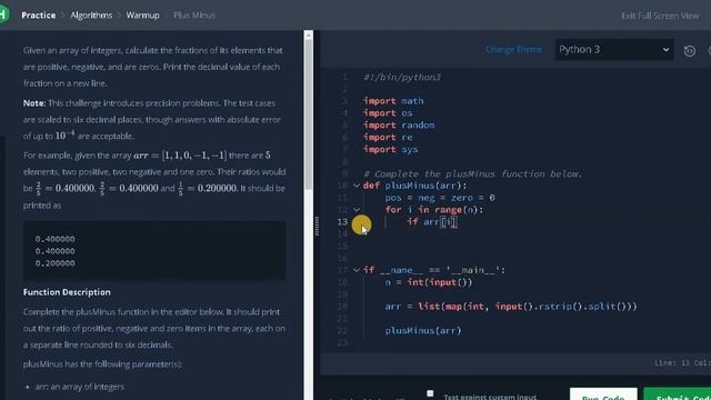 07 - Plus Minus | Warmup | Hackerrank Solution | Python смотреть онлайн