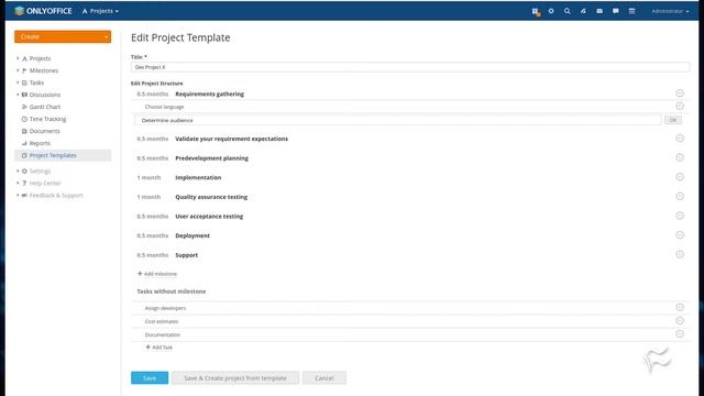 How to create a project template in the ONLYOFFICE Project Management tool смотреть онлайн