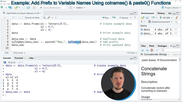 Add Prefix to Column Names in R (Example) | Affix Before Variable of Data Frame | paste0() Function смотреть онлайн