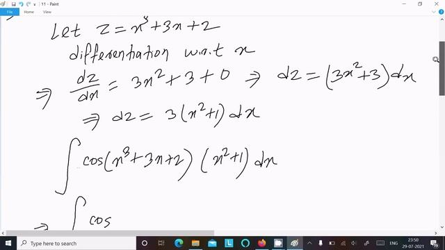 Evaluate The Integral : ∫ (x² + 1) Cos(x³ + 3x + 2) Dx