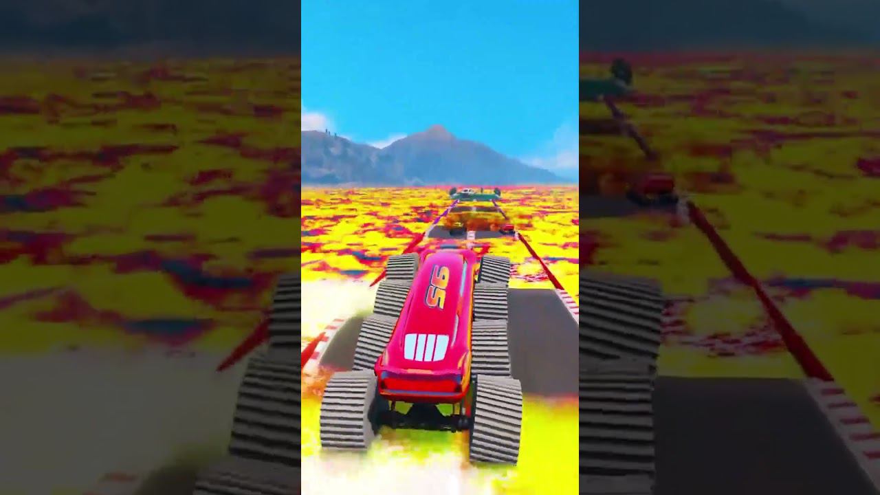 Ямки С Лавой на ГИГАНТСКОМ ВОСЬМИКОЛЁСНОМ МОЛНИИ МАККУИН в ГТА 5 Моды! смотреть онлайн