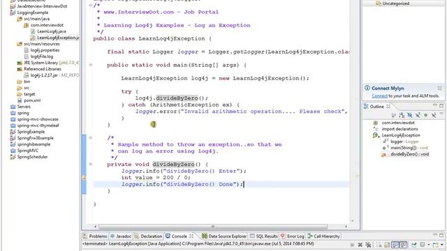 LOG AN EXCEPTION USING LOG4J EXAMPLE DEMO смотреть онлайн