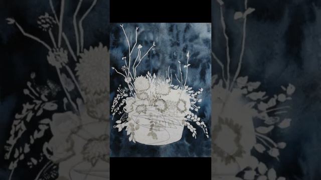 watercolor painting 透明水彩メイキング「ダリアの花とつる草」 смотреть онлайн