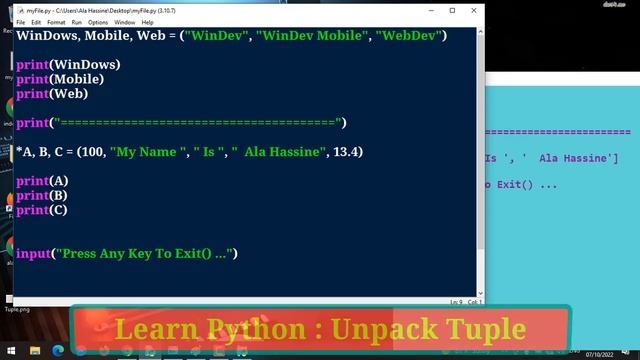 #44 : Learn Python | Tuple In Python | Packing && UnPacking Tuple | Multiple Assignment in Python смотреть онлайн