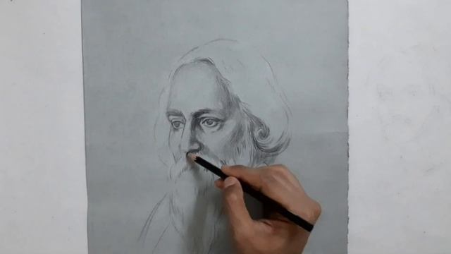 How to draw Rabindranath Tagore portrait / Black and White drawing смотреть онлайн