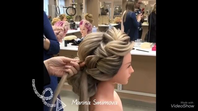 Свадебная причёска. Ажурное плетение.Бант из волос смотреть онлайн