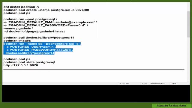 Run PostgreSQL in Podman Container смотреть онлайн