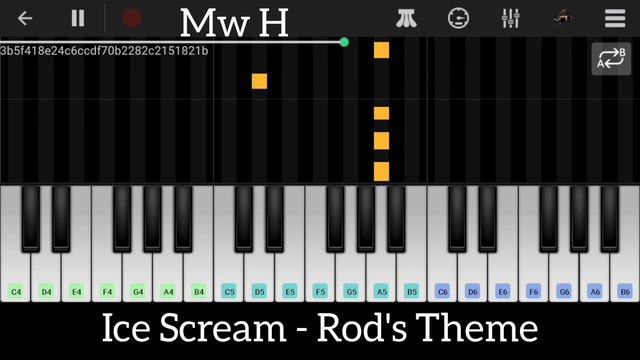 Ice Scream - Rod's Theme ( Cover Piano Mobile with Note's ) смотреть онлайн
