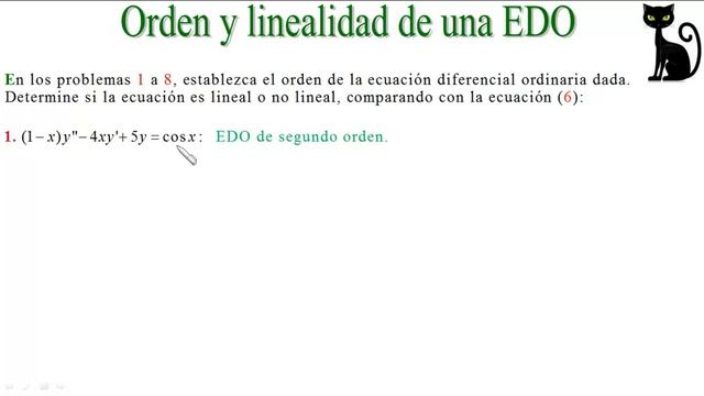 Orden y linealidad de ecuaciones diferenciales EDO Zill 1.1_1 a 8 смотреть онлайн