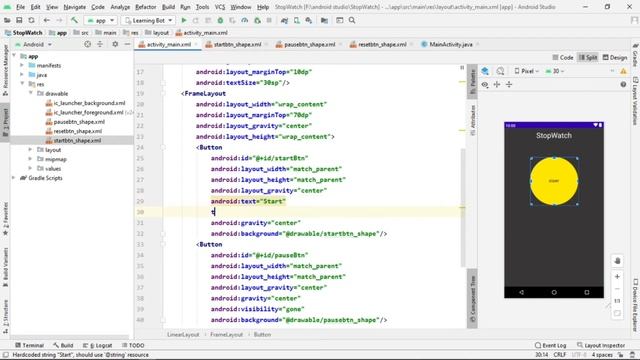 How to create Stopwatch application in Android studio part1 |Learning Bot| смотреть онлайн