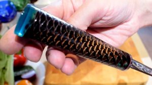 Кухонный нож своими руками/ Гравировка клинка и рукоять из эпоксидной смолы с шишкой