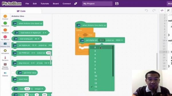 Arduino Uno Tutorial With Pictoblox - 6: Play with push button | Tactile button | Toggle button