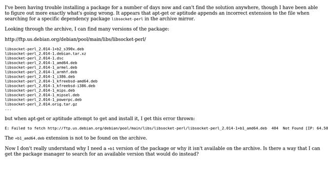 Installing libsocket-perl, apt-get searches for wrong filename extension, gets 404 смотреть онлайн