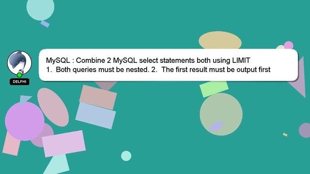 MySQL : Combine 2 MySQL select statements both using LIMIT смотреть онлайн