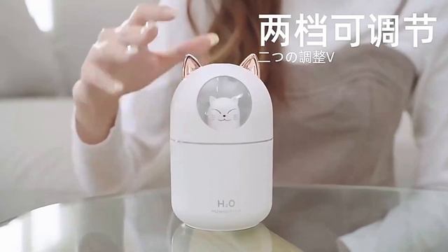 AZTHRONE 300ML Air Humidifier Cute Cat Aroma Diffuser With Night Light смотреть онлайн