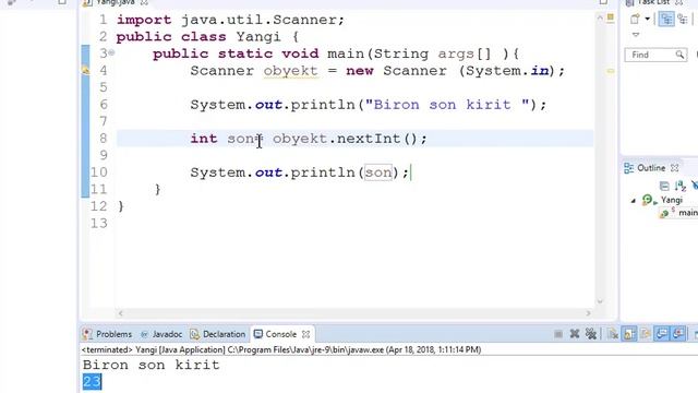 Java dasturiga Ma'lumot kiritish смотреть онлайн