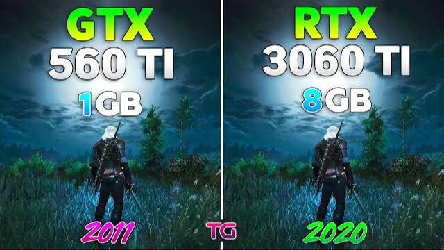 сравнение GTX560 1GB 2011 Vs RTX3060TI 8GB 2020