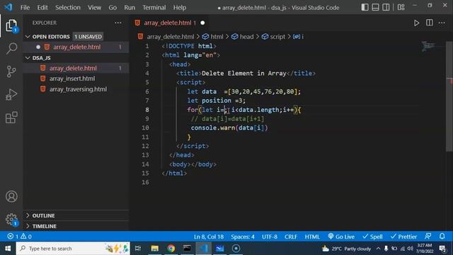 DSA with JavaScript in Hindi #4 Delete element in array JS | Data Structure смотреть онлайн