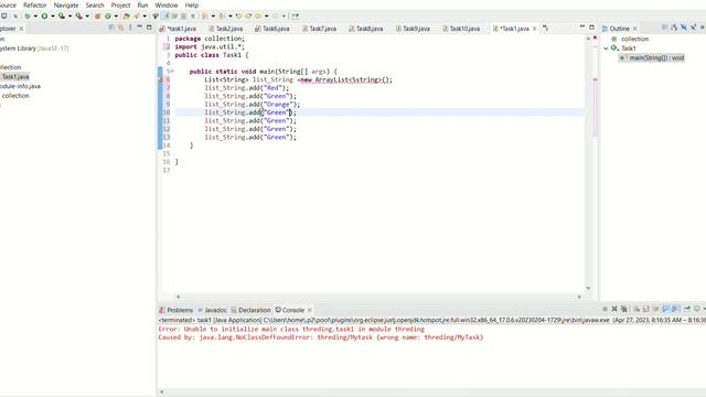 eclipse workspace collection src collection Task1 java Eclipse IDE 2023 04 27 09 57 53 смотреть онлайн