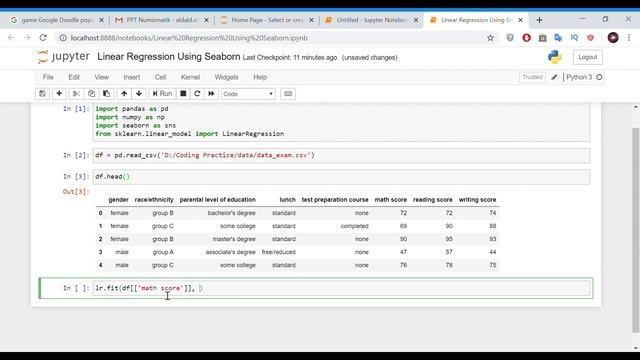 Linear Regression Using Sklearn and Plot It With Seaborn | Data Analysis | Data Visualization смотреть онлайн