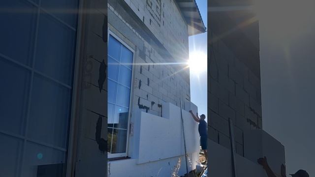 Утепление дома,фасад. #стройка #construction #фасад #facade#утепление #insulation #shortvideos
