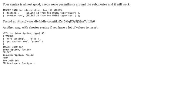 How do I insert a row which contains a foreign key? (3 Solutions!!) смотреть онлайн