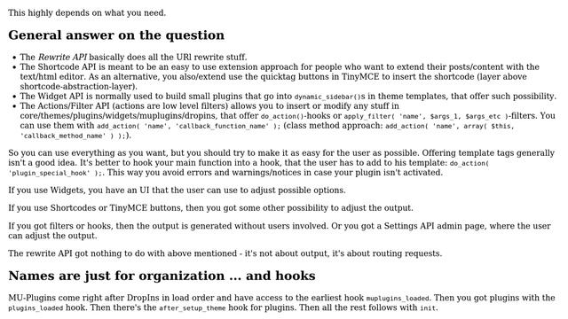 Wordpress: When to use which plugin output method? смотреть онлайн