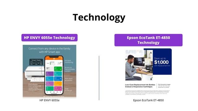 HP ENVY 6055e vs Epson EcoTank ET-4850 смотреть онлайн