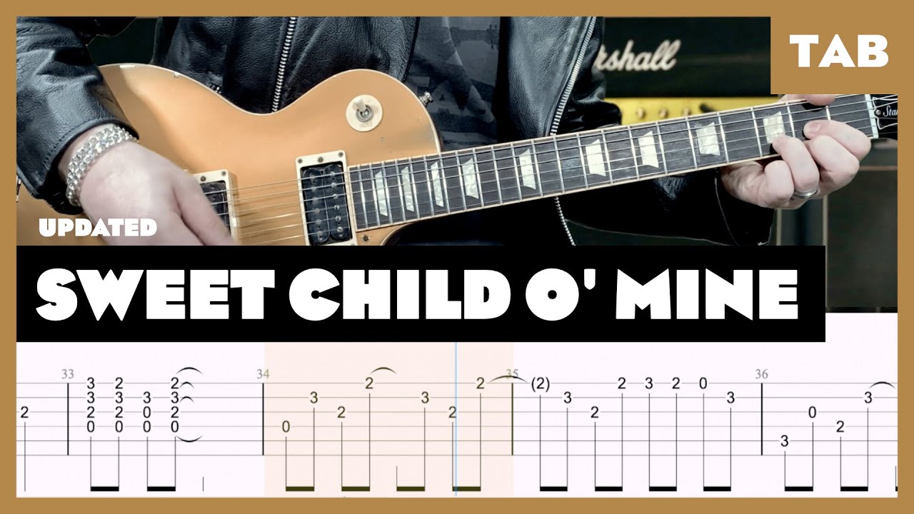 Guns N' Roses - Sweet Child O' Mine - Guitar Tab (remake) | Lesson | Cover | Tutorial смотреть онлайн