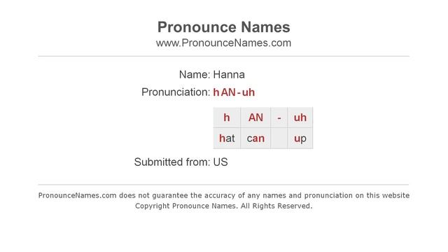 How to pronounce Hanna (US) - PronounceNames.com смотреть онлайн