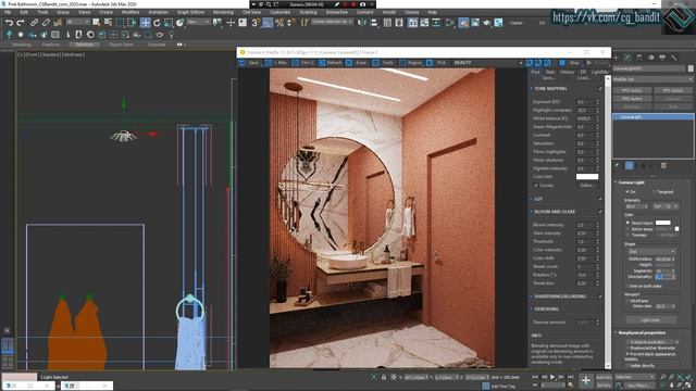 3D Max,Corona Render. Fake light placement in enclosed spaces bathrooms, storages. (English version смотреть онлайн