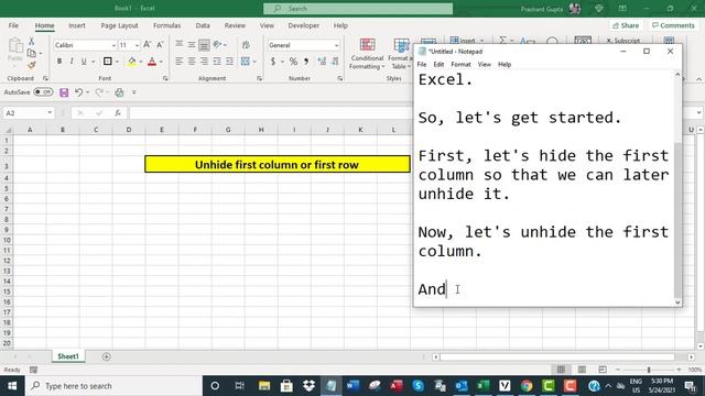 Excel: unhide first column or first row смотреть онлайн