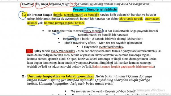 Present Simple- haqida to'liq ma'lumot