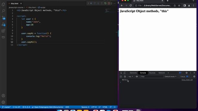 JavaScript object method "this" | JavaScript this Keyword | Techies Flock смотреть онлайн
