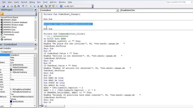 26_Create invoice program in Excel itself. Fill combo box ComboBox4. смотреть онлайн