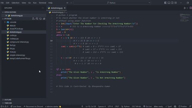 Python Program To Check The Armstrong Number смотреть онлайн
