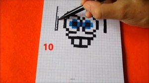 Губка Боб Как рисовать по клеточкам в тетради  SpongeBob SquarePants How to Draw by cells