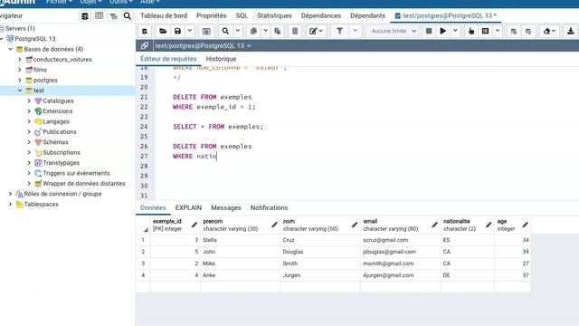 SQL ET POSTGRE 4.19 : Suppression de données d'une table смотреть онлайн