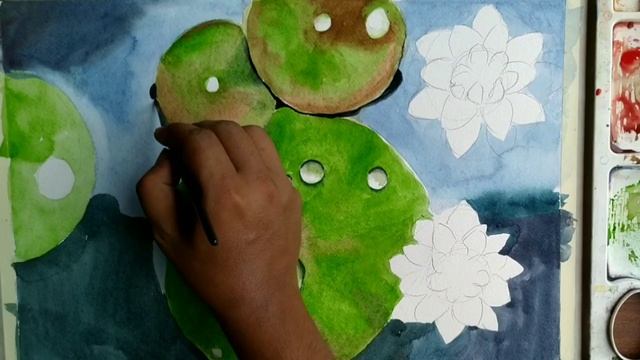 Realistic water drops on leaves | realtime watercolor painting смотреть онлайн