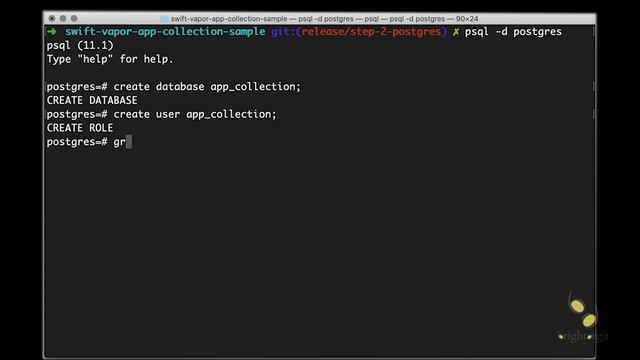 Vapor Deep Drive - Step 7 - Setting up Database and User on macOS смотреть онлайн