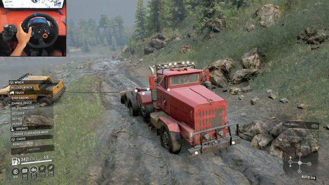 Old Truck Towing A Hummer H2 Stuck in A River | Snowrunner | OFF-ROAD | Logitech G29 Gameplay смотреть онлайн
