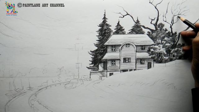 Learn How To Draw And Shade A Landscape With Very Easy Pencil Strokes | Step by Step смотреть онлайн