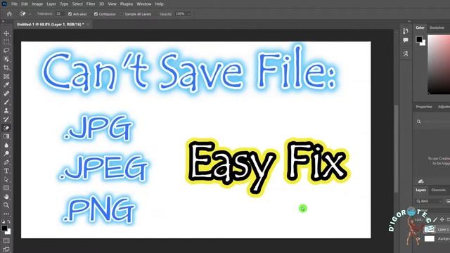 Photoshop Can't save as JPG, JPEG, PNG and other Format - EASY FIX смотреть онлайн