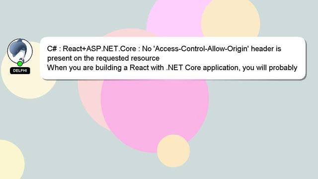 C# : React+ASP.NET.Core : No 'Access-Control-Allow-Origin' header is present on the requested resou смотреть онлайн