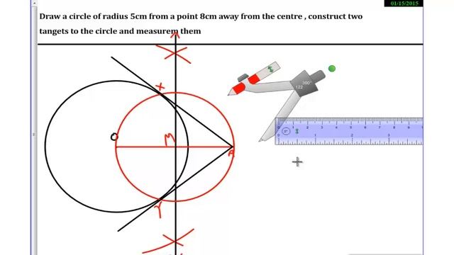 Draw a circle with Radius 5cm, Make two tangents from the point 8cm away from the circle Measure th смотреть онлайн