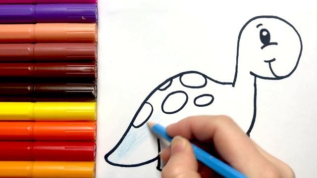 Easy Drawings | Cute Dinosaur Dino Drawing | Draw Step By Step | Kawaii Drawings